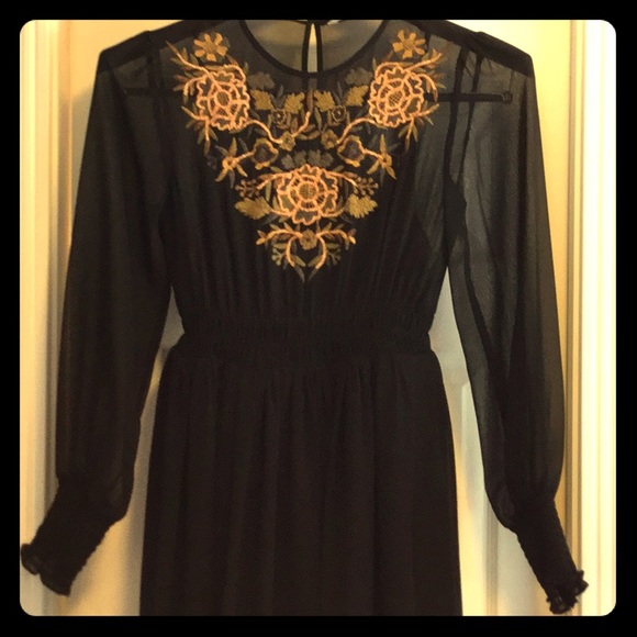 zara black chiffon dress